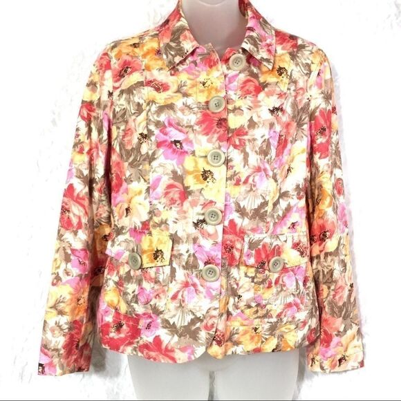 Coldwater Creek floral print coat jacket blazer - Picture 1 of 11